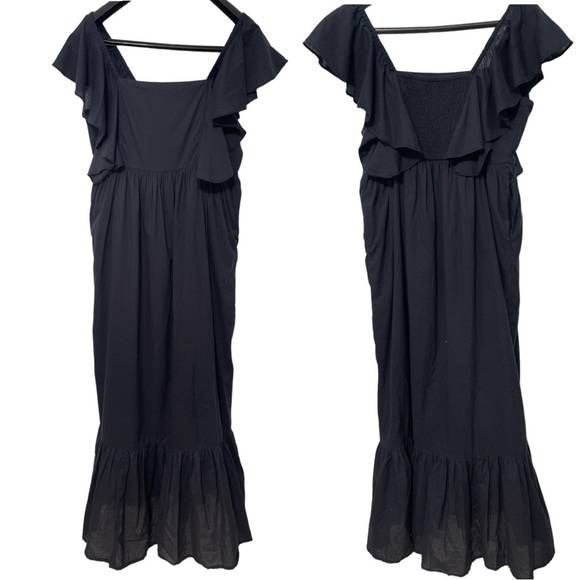 Madison Mathews ‘Mary’ Midi Sundress Dress Black Size Medium - Picture 1 of 4